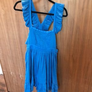 Blue Superdry ruffled pinafore dress